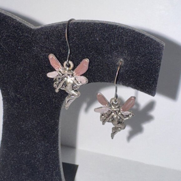 Painted Wing, Fairy Dangle Earrings - Picture 5 of 7